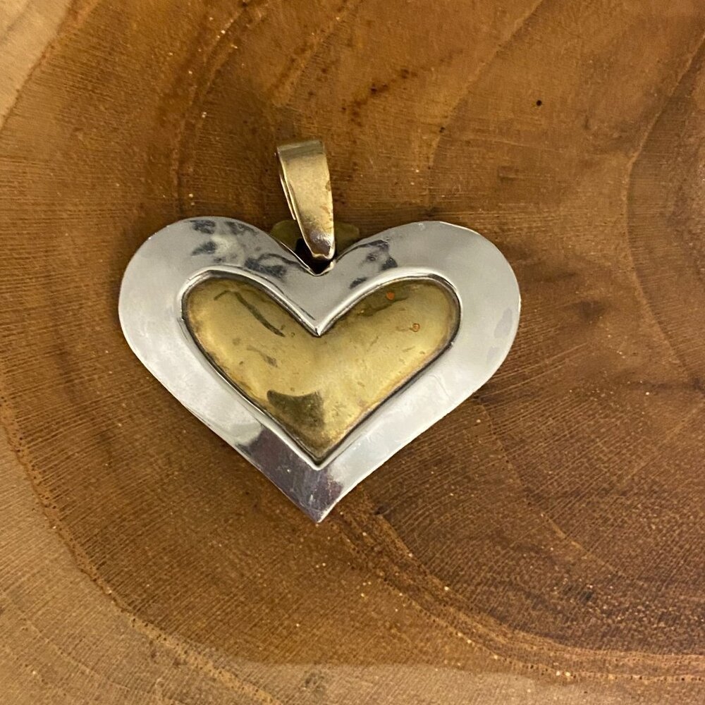Jeep Collins Heart Pendant, Sterling Silver & Brass